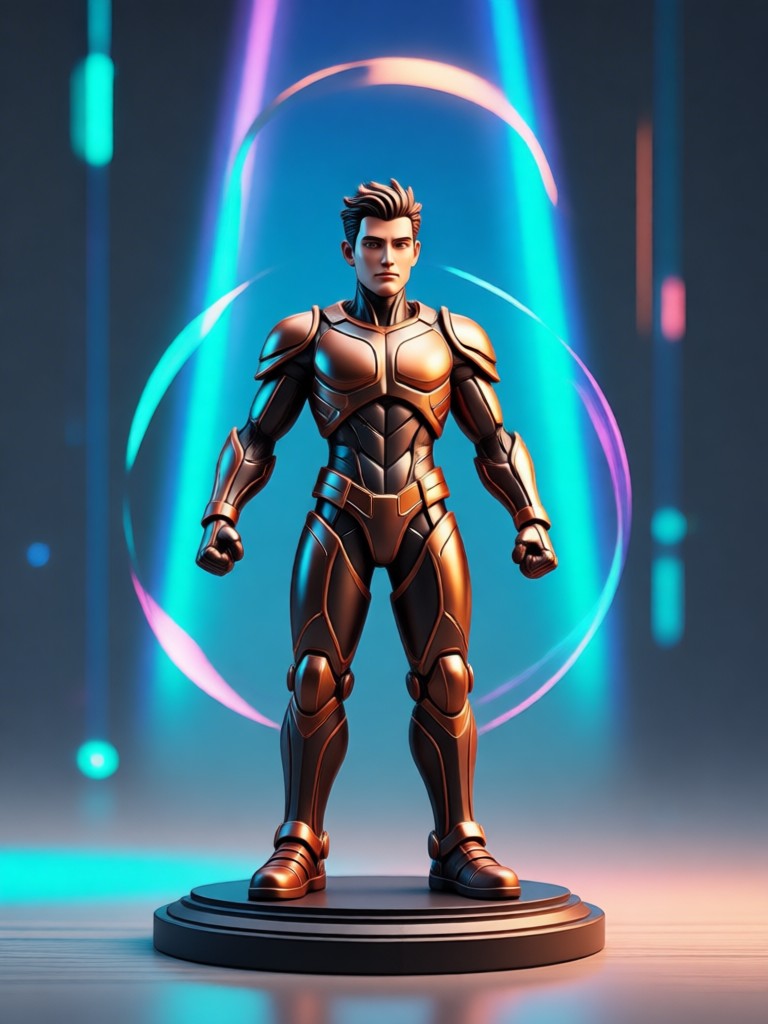 A hyper realistic 3D clay figurine of a fantasy warrior
