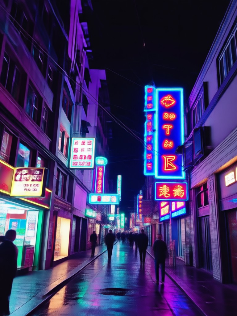 Straße bei Nacht mit orangefarbenem Lichtspur-Effekt