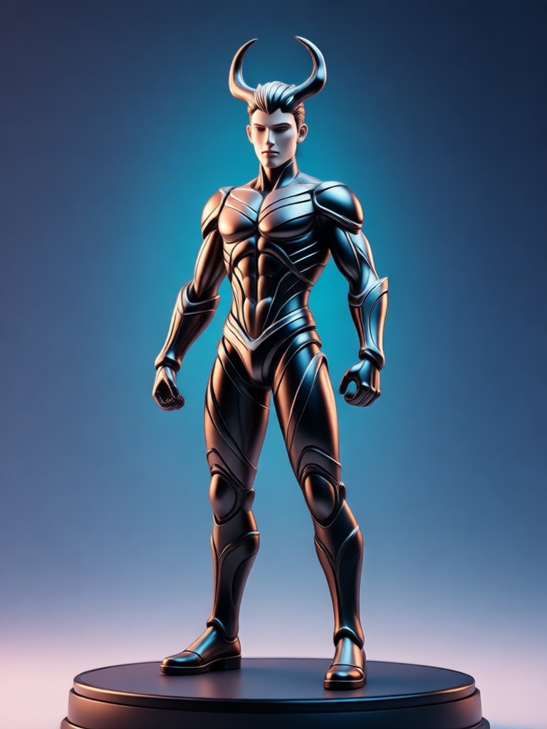 Sci fi character as a glossy 3D figurine