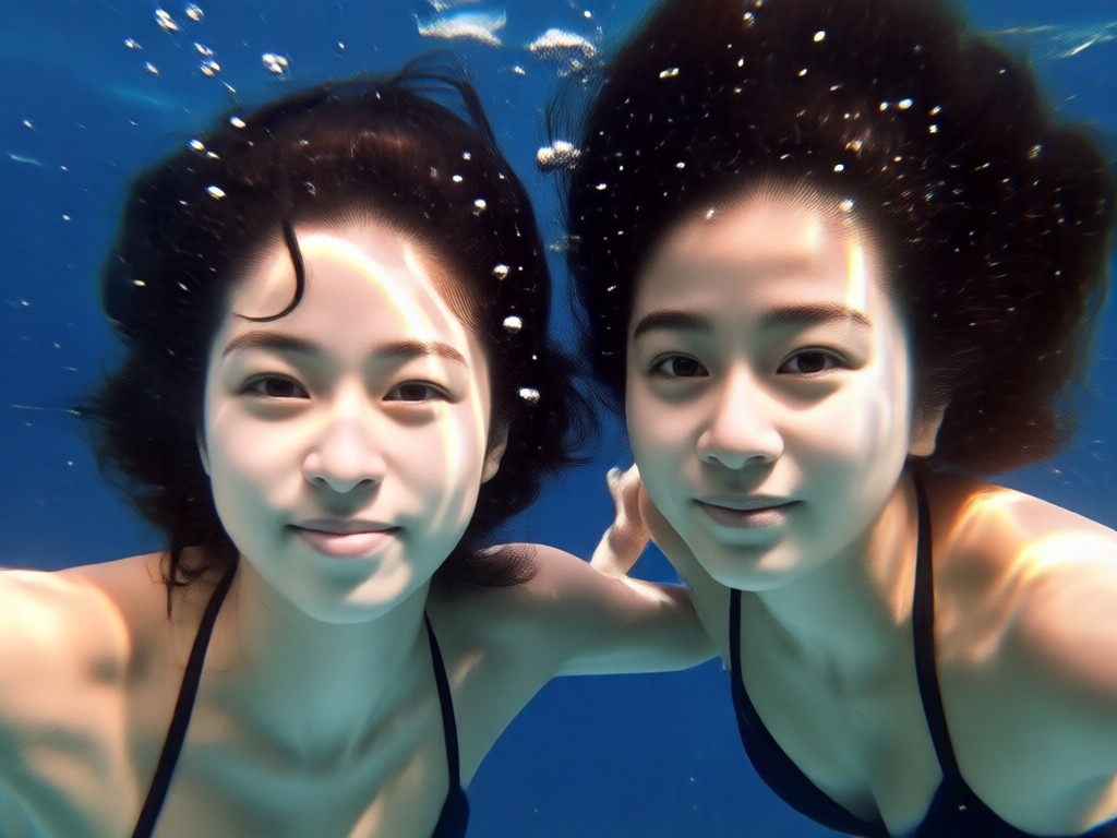 Realistic water physics in AI underwater portrait