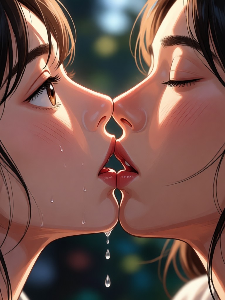 Animação de beijo lento com pôr do sol romântico