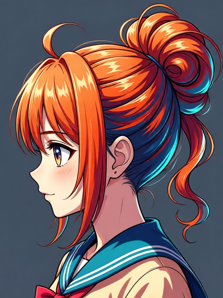 Wavy pastel blue anime hair with accessories