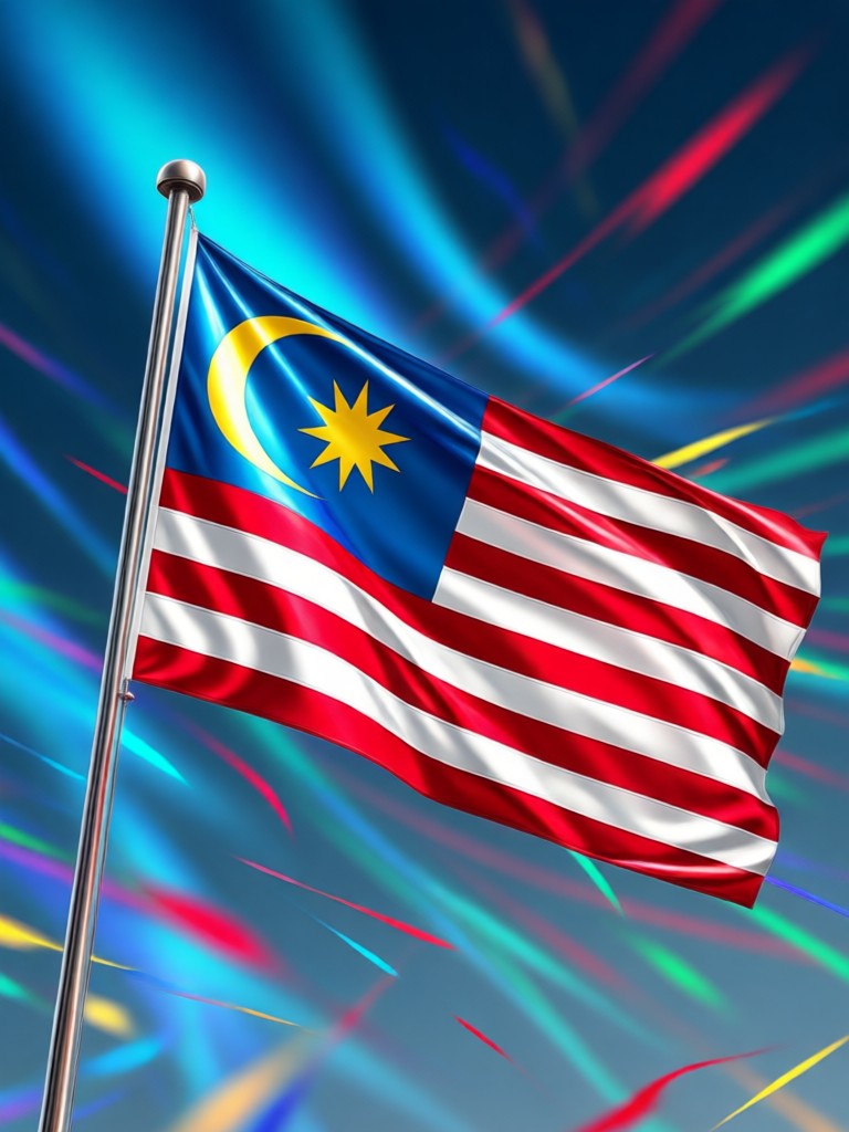 Modernes Grafikdesign mit malaysischem Flaggen-KI-Filter