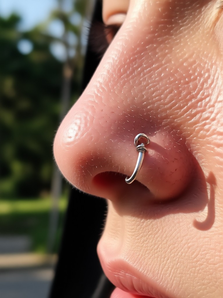 Subtle gemstone stud created by nose piercing AI