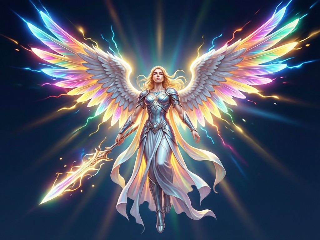 AI angel with customizable wings and glowing halo
