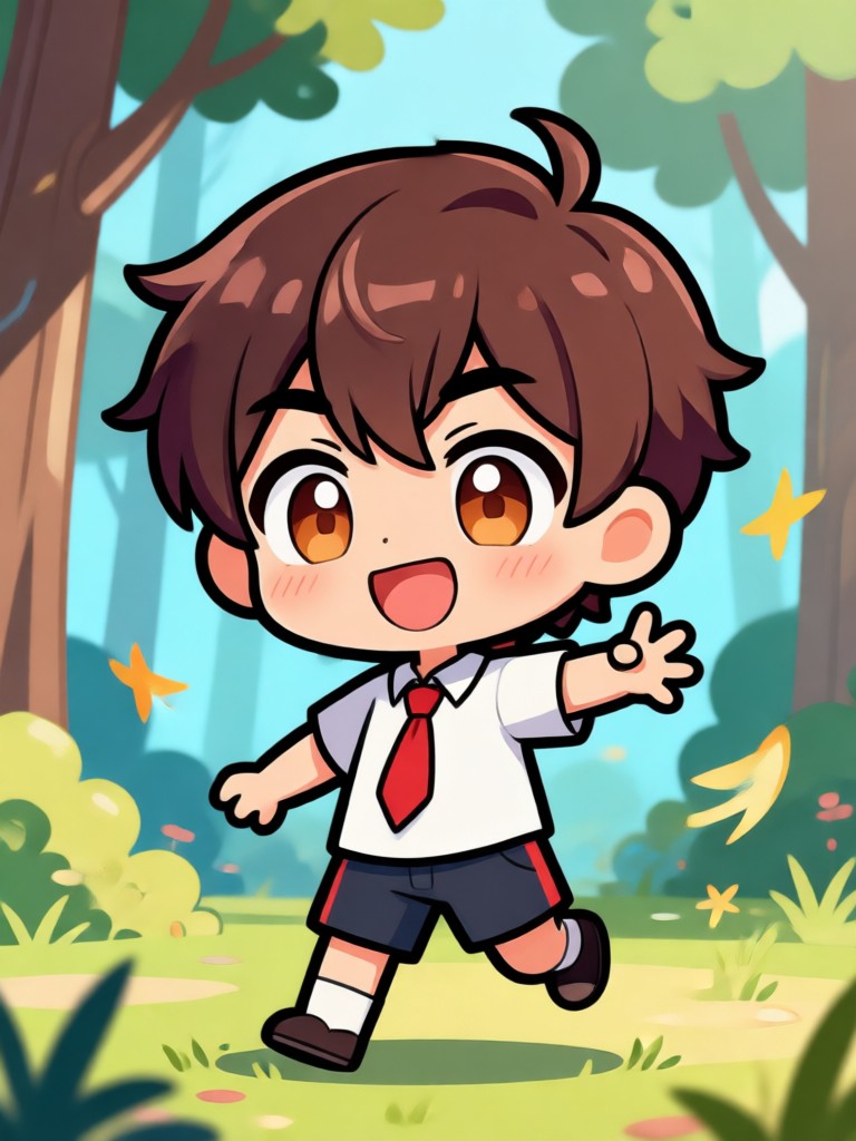 Watercolor style chibi portrait video