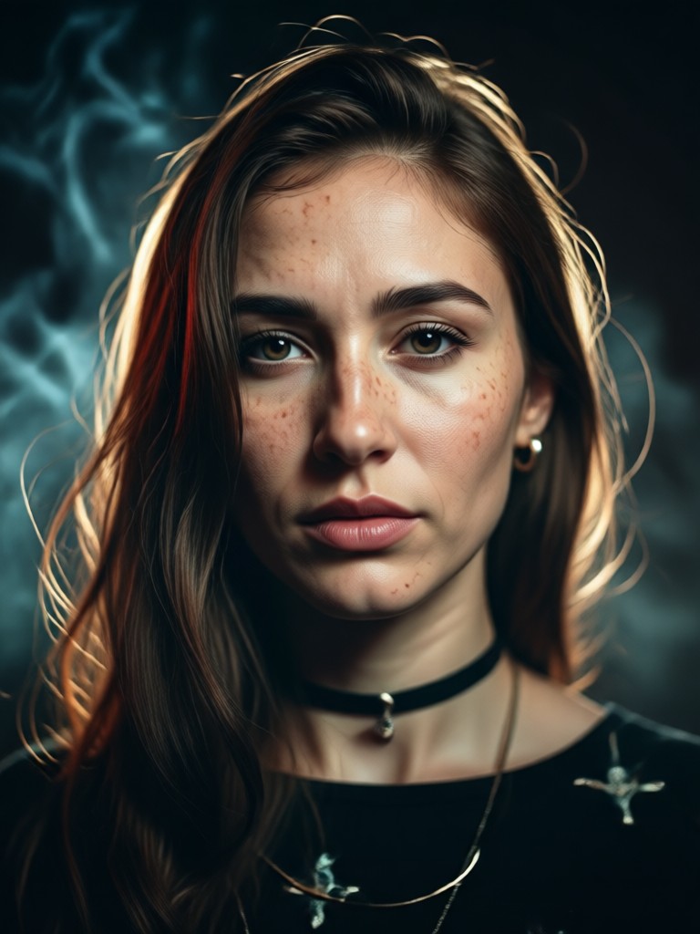 AI generated cinematic smoky portrait with dramatic lighting