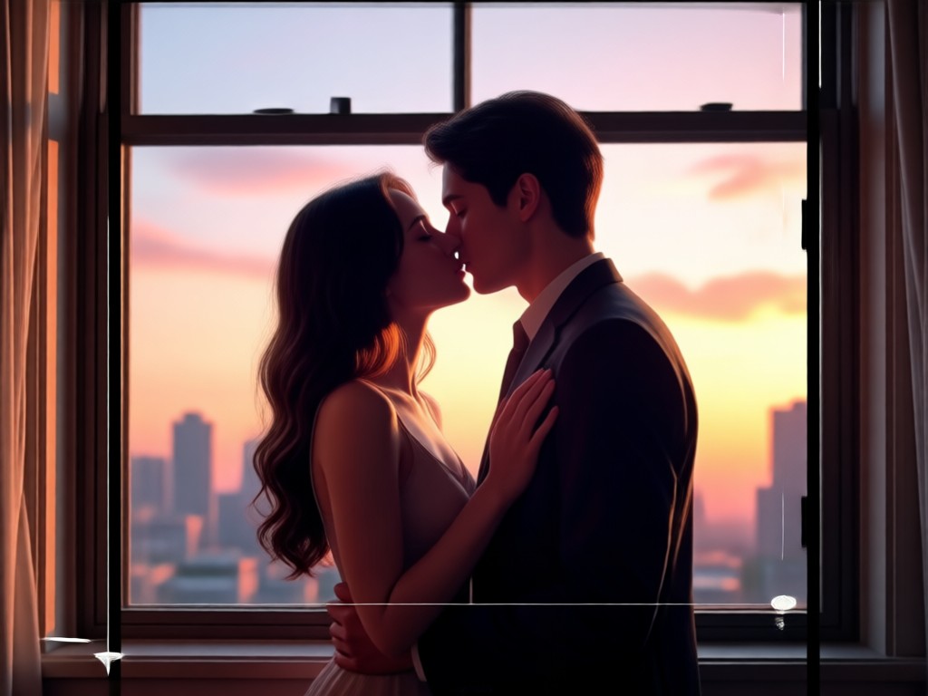 Different cinematic love story kiss styles
