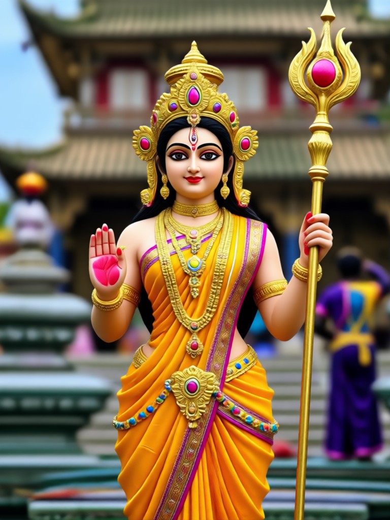Spiritual portrait with lotus background
