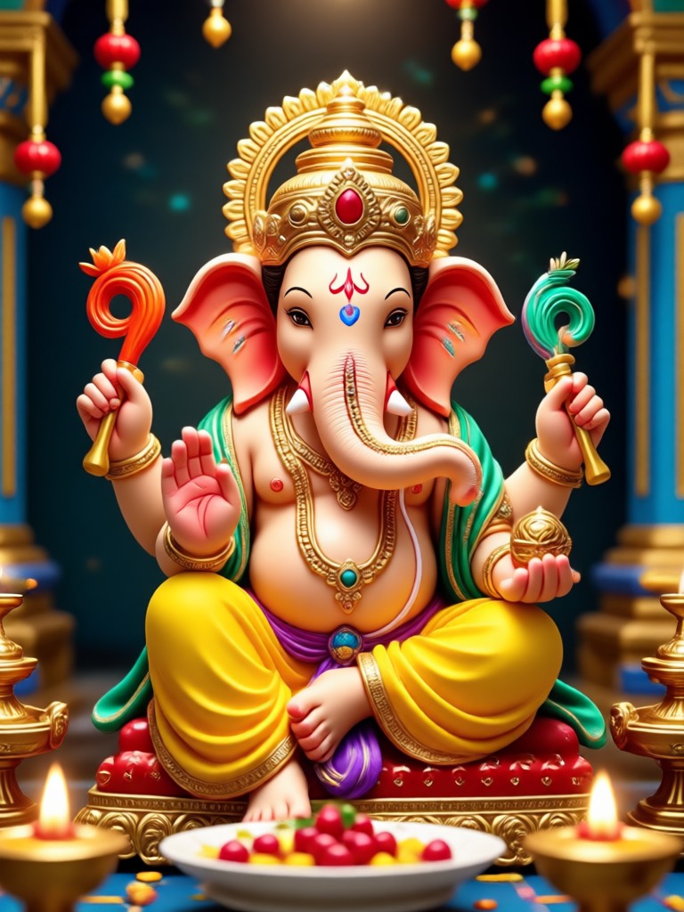 Traditioneller Ölgemälde-Stil KI-Ganpati-Porträt