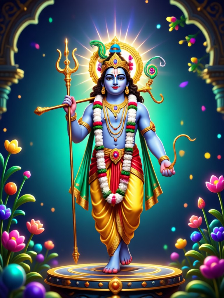 Anime style Lord Krishna AI image