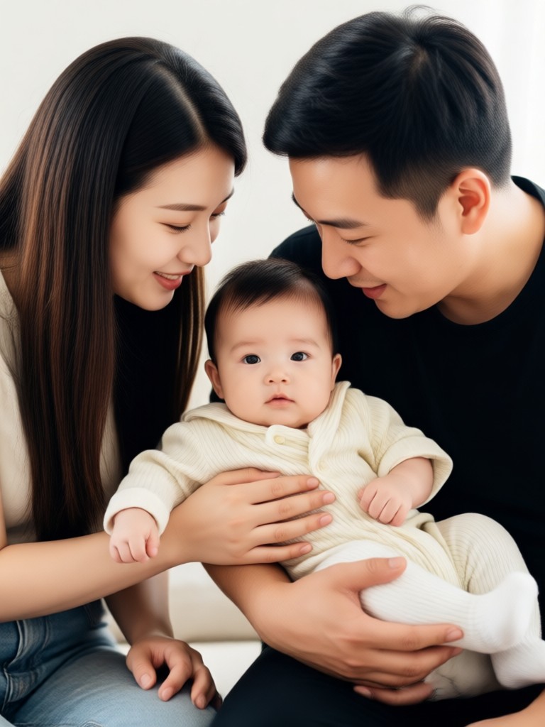 Realistic baby features blended from parents