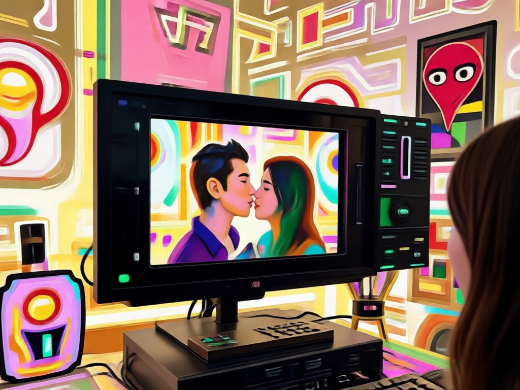 Video demonstrating stylized, vintage-style motion in a kiss