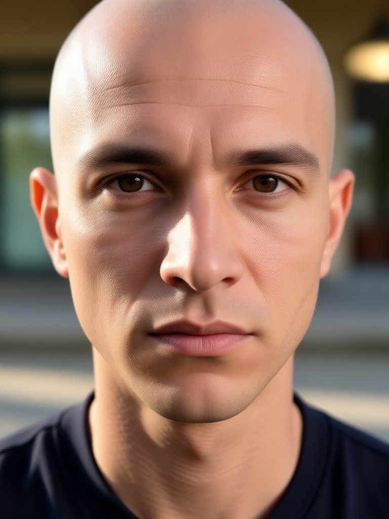 Junger Mann benutzt KI-Glatzkopf-Filter-Vorschau