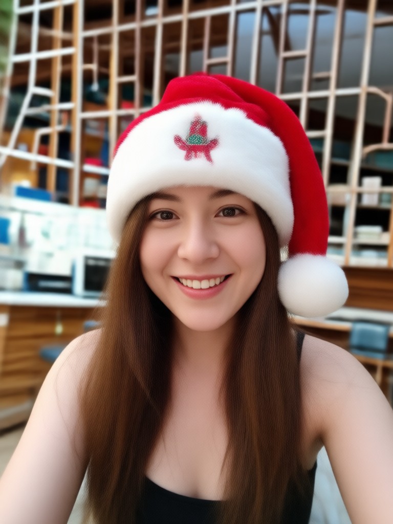 Office team photo with festive hats