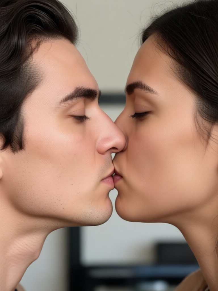 ペットが額にキスするAI動画