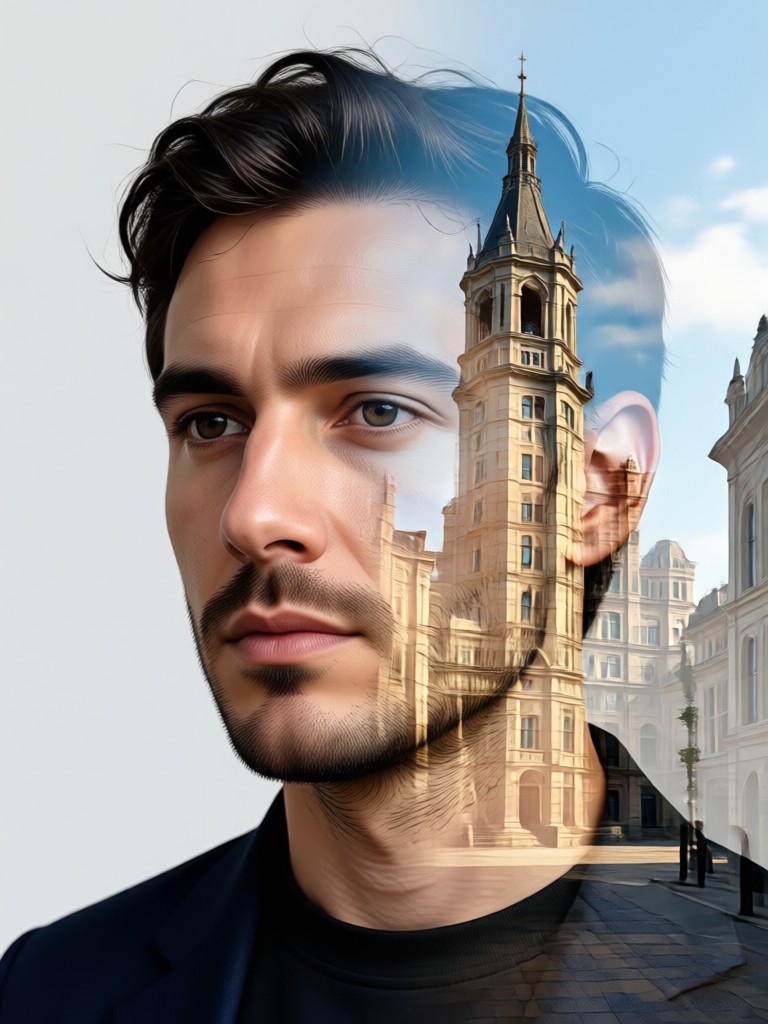 Professional double exposure LinkedIn profile picture