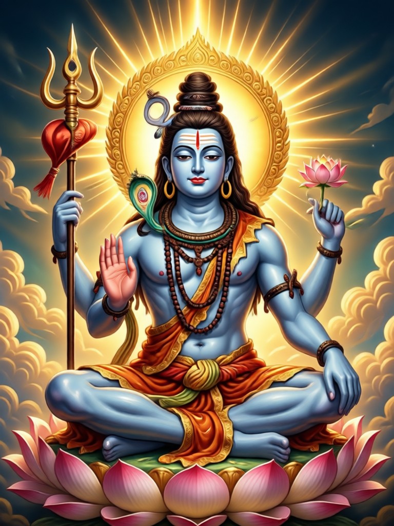 AI generated cosmic Shiva with nebula background