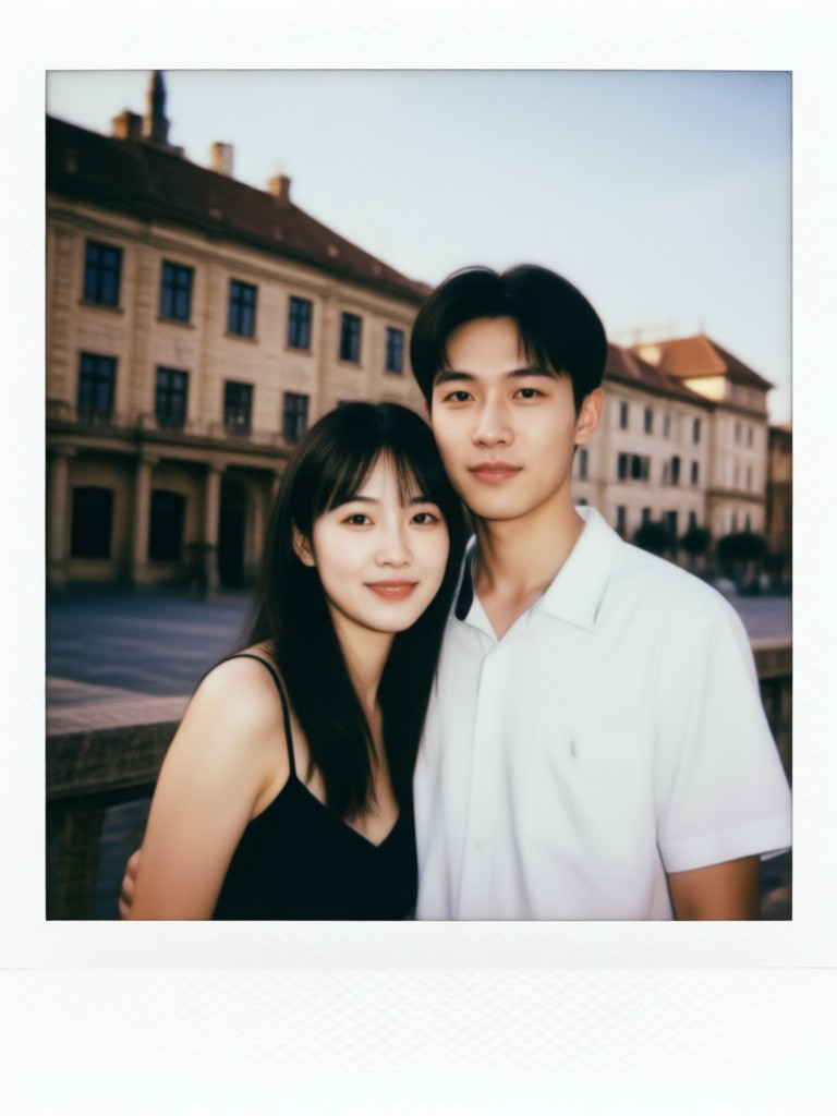 Modern photo transformed into classic Polaroid style