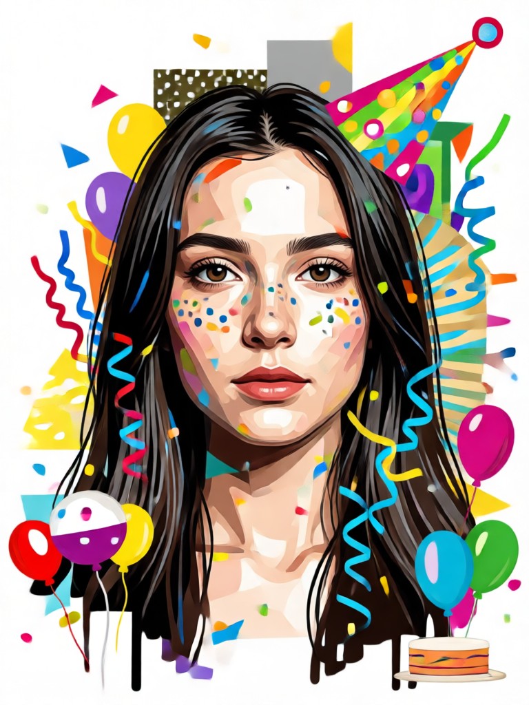 Minimalist birthday collage with photo timeline