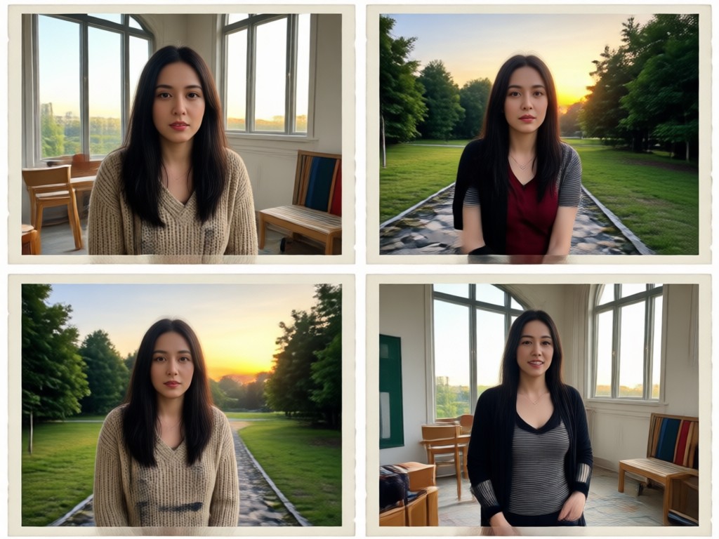 AI processing a group photo into a styled 4-cut strip