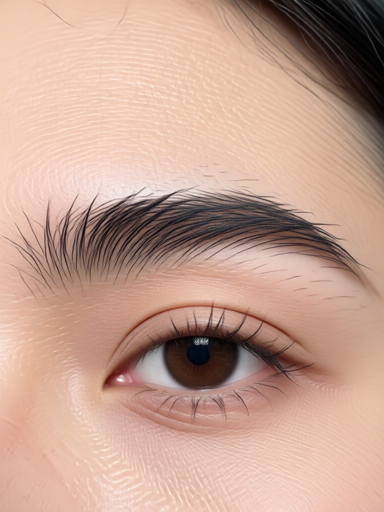 Before and after AI eyebrow filter transformation showing a user with enhanced brows