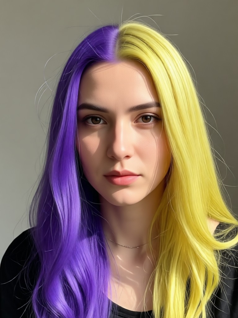 AI hair color change showing rose gold filter