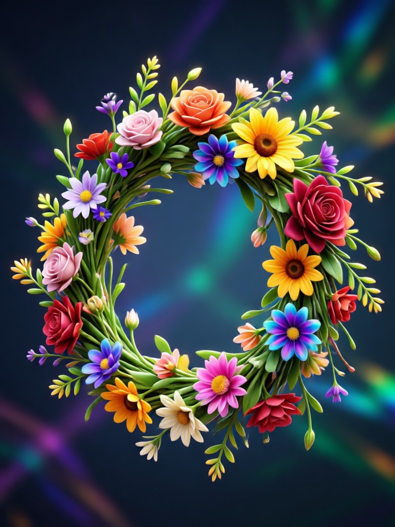 Festival look with AI generated sunflower and wildflower crown