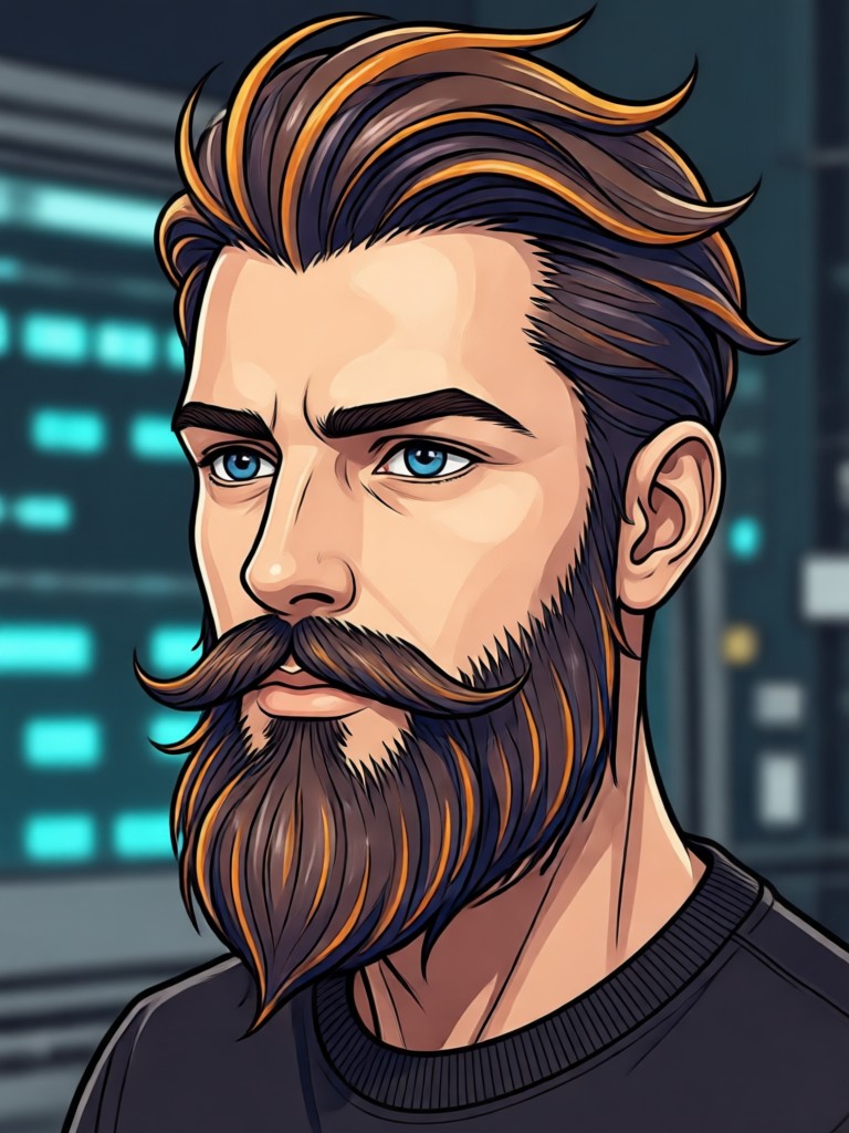 Elderly man with AI generated wise beard