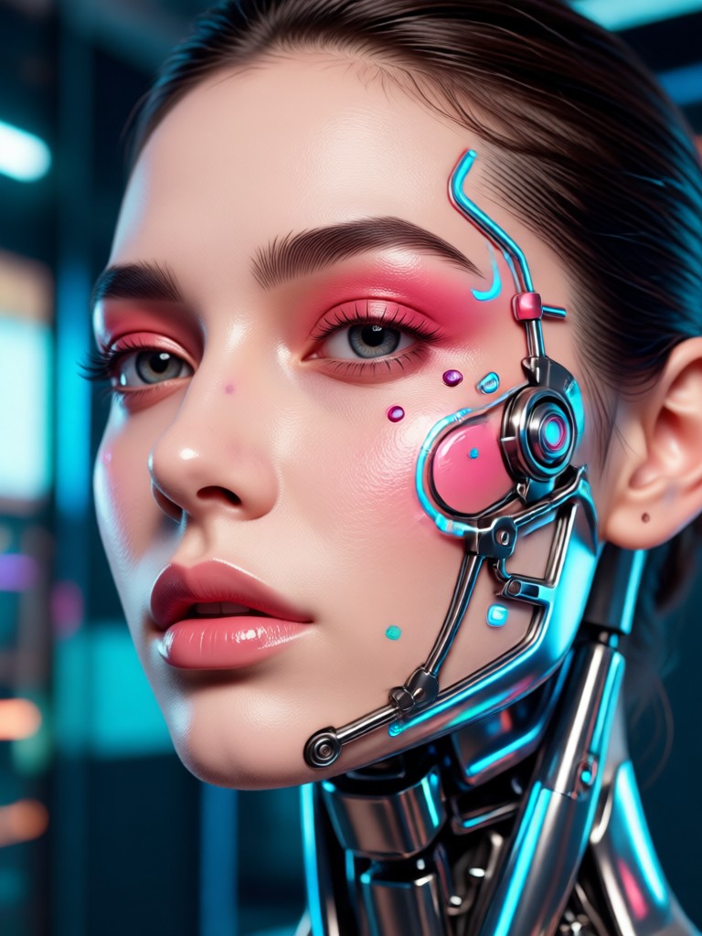 Cinematic cyberpunk AI beauty