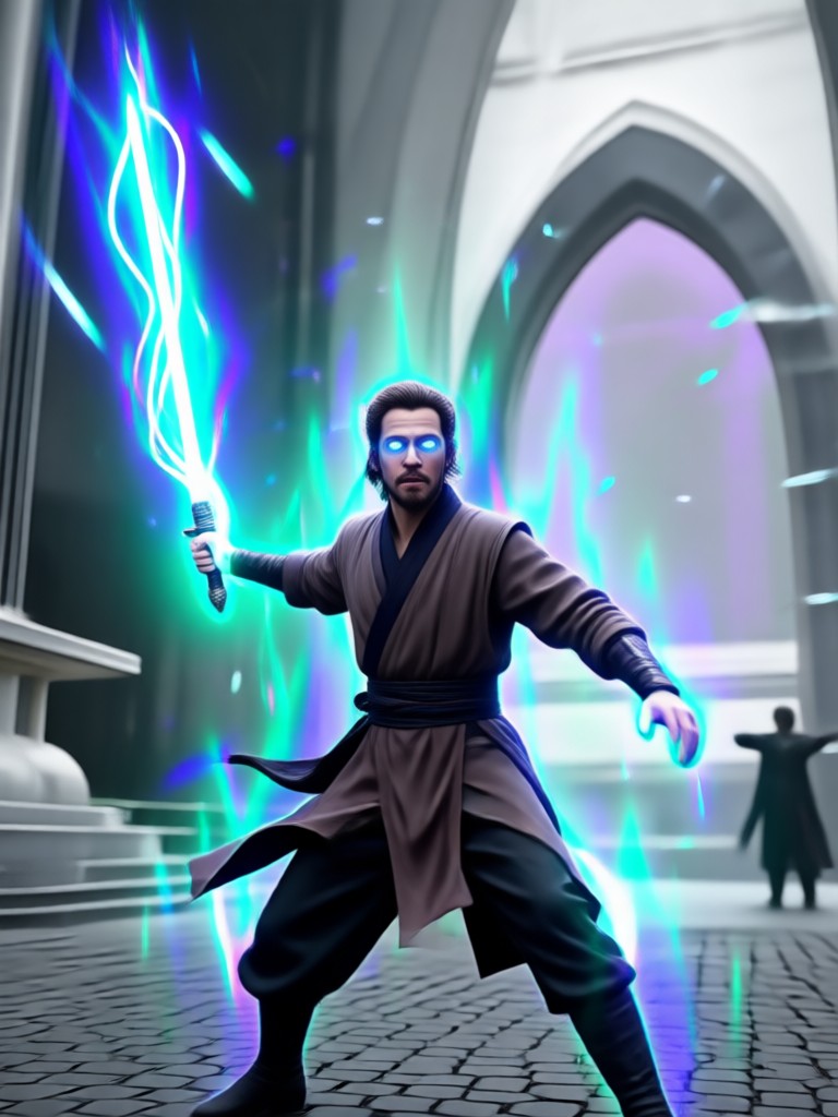 Group photo of friends as a Jedi squad