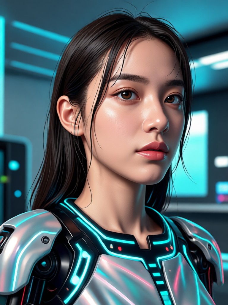 AI girl in a vintage painting style portrait
