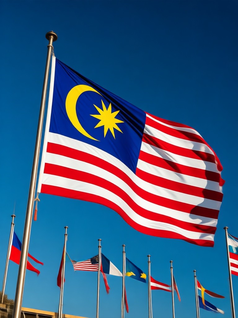Pemandangan dengan integrasi bendera Malaysia