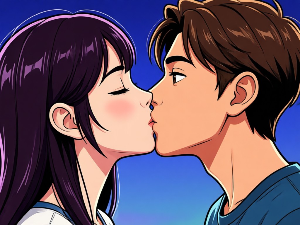Different artistic styles for couple kissing avatars