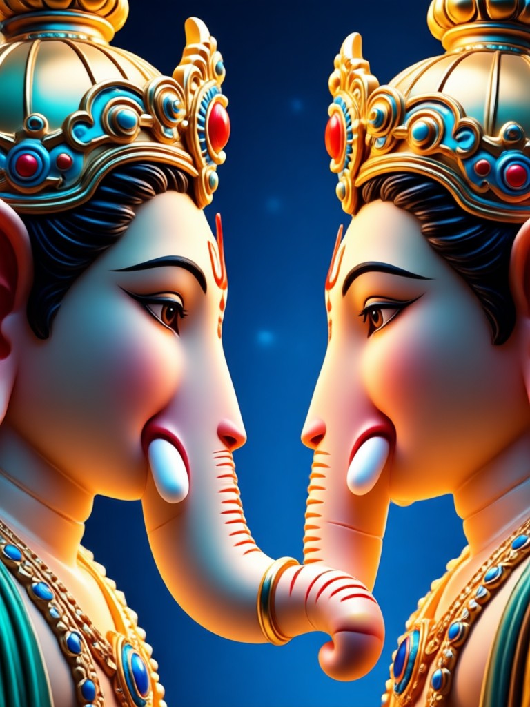 Modern artistic Ganpati face to face result