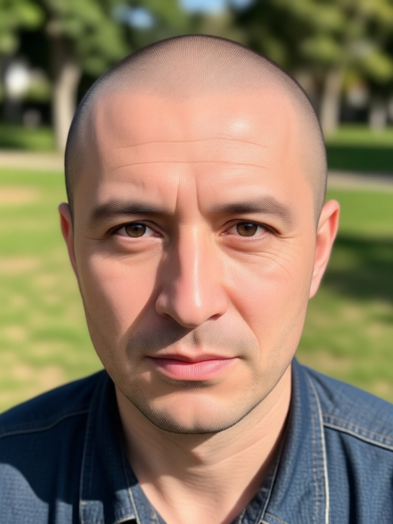 Female subject with AI generated bald look