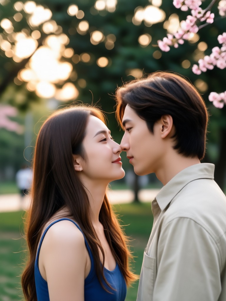 Sunset bench kiss AI video template