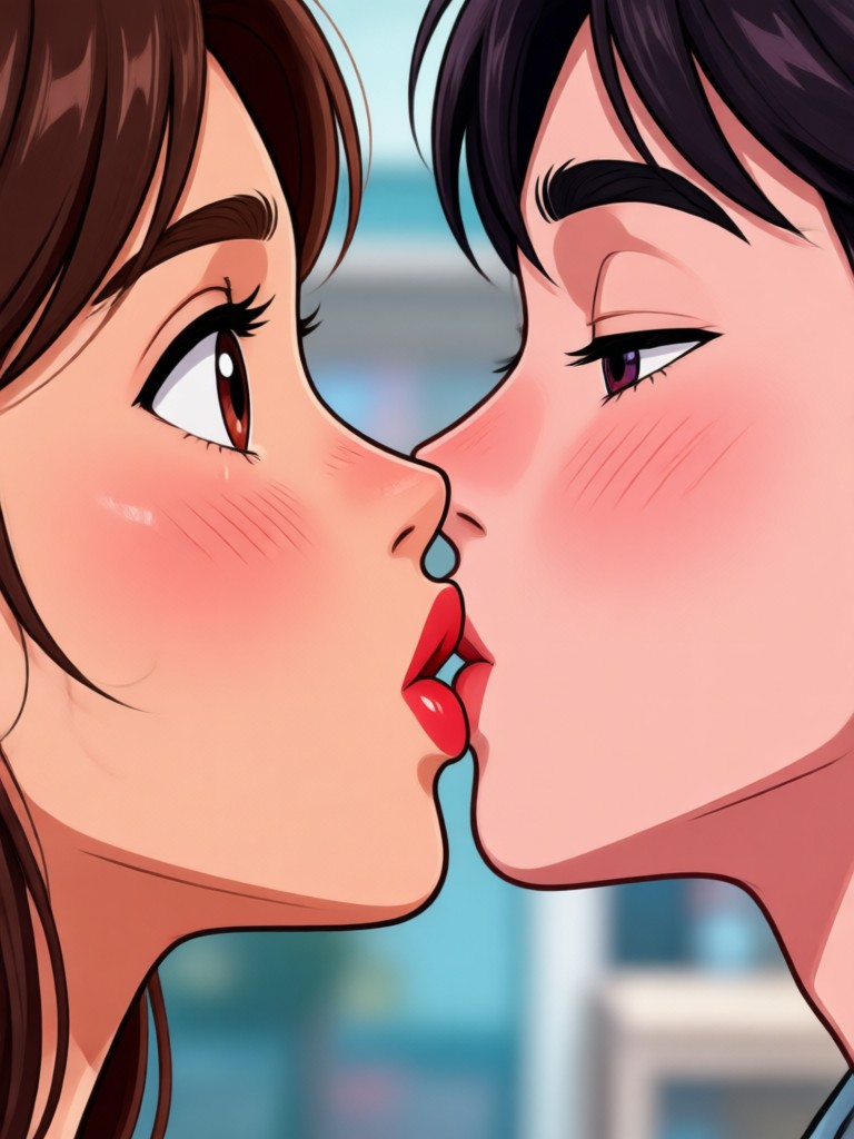 Funny playful kissing animation