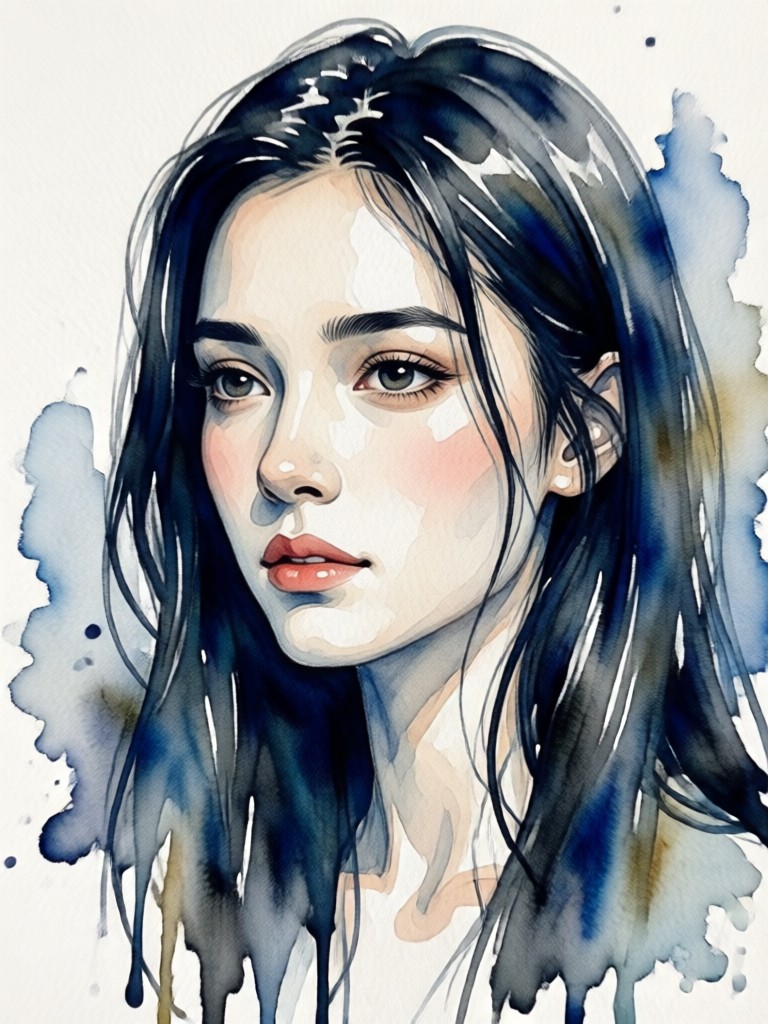 장난스럽고 다채로운 수채화 효과의 반려동물 초상화