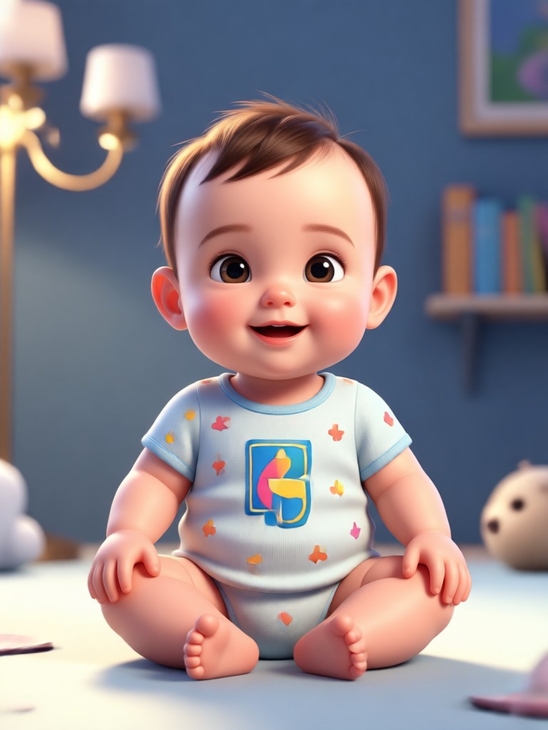 AI baby boy with blue eyes