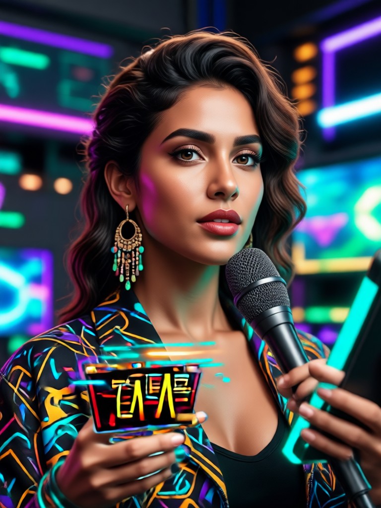 Latina portrait in watercolor art style