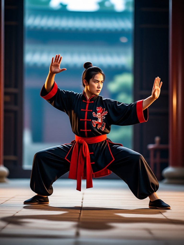 AI generated video of a person performing a high kick