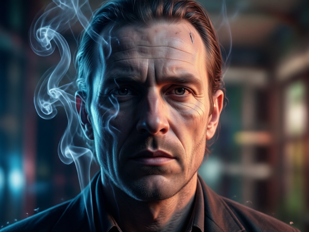 AI applying smoke effect to a portrait with one tap