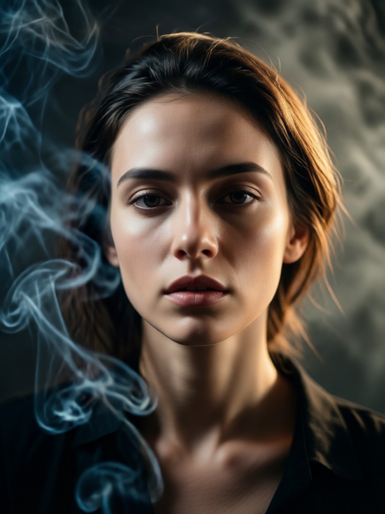 Mobile app interface for creating smoky portraits