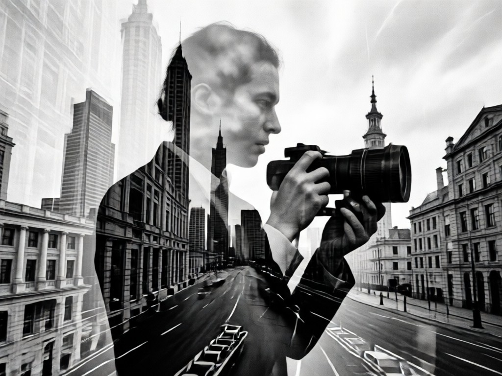 High contrast black and white double exposure settings