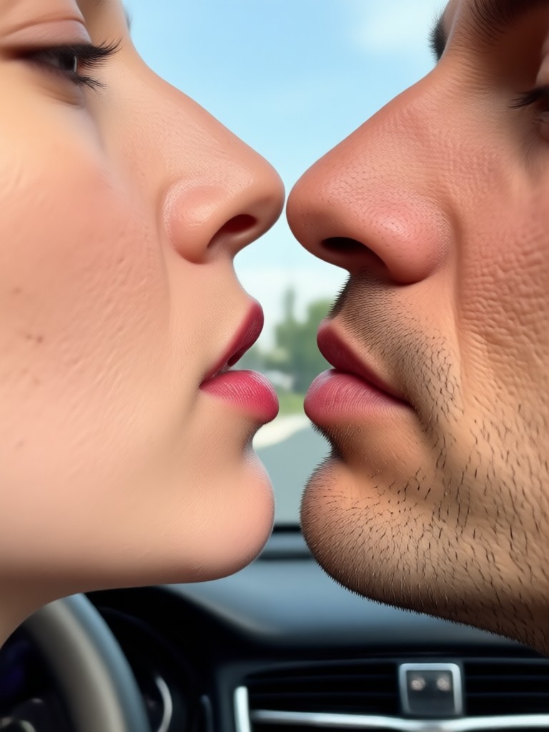 Black and white cinematic kiss