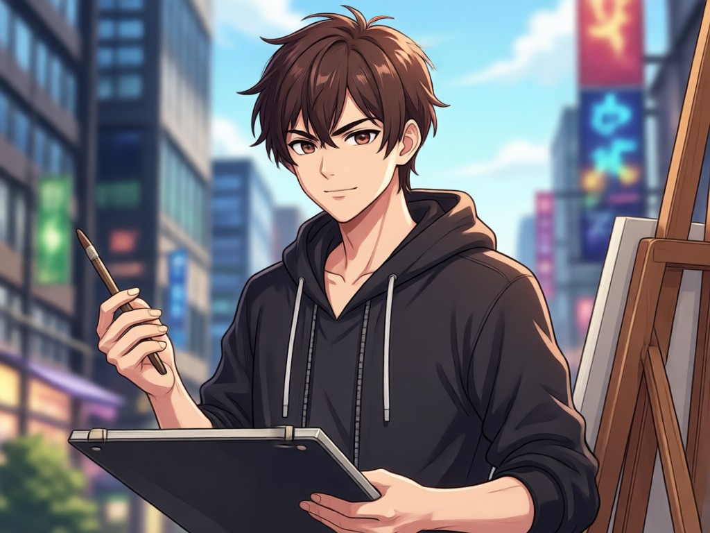 Comparison of sketch vs AI anime character