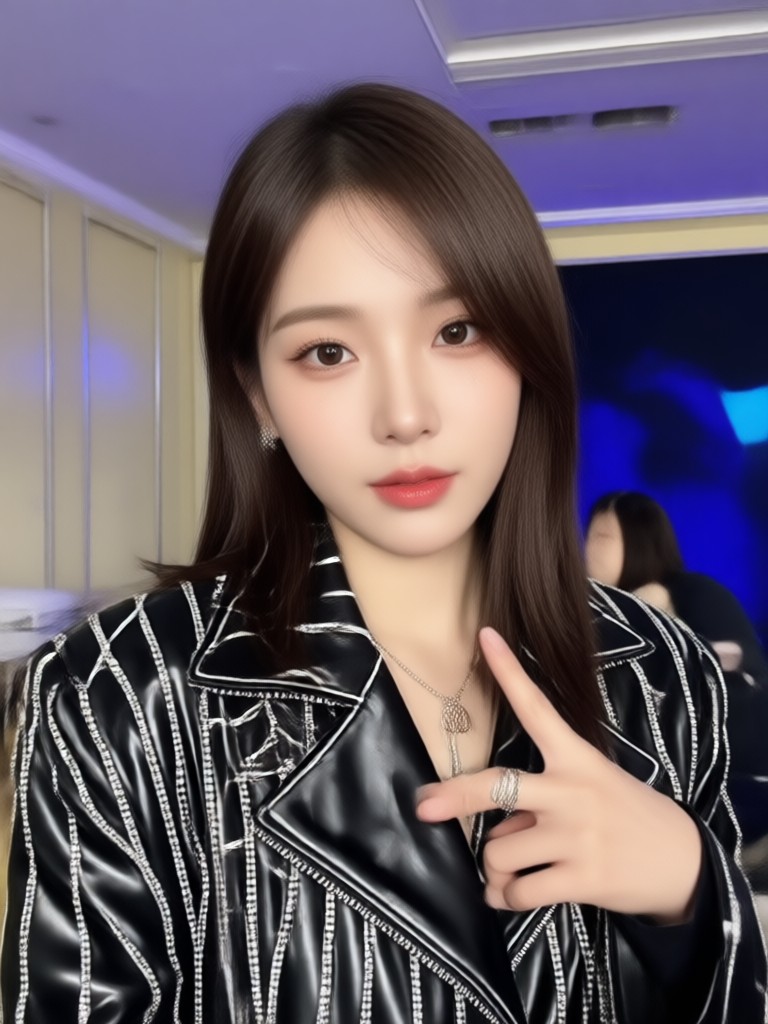 AI K-Pop idol with elegant dark concept styling