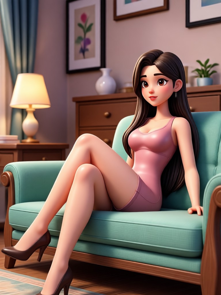 Cinematic 3D adult bedroom still