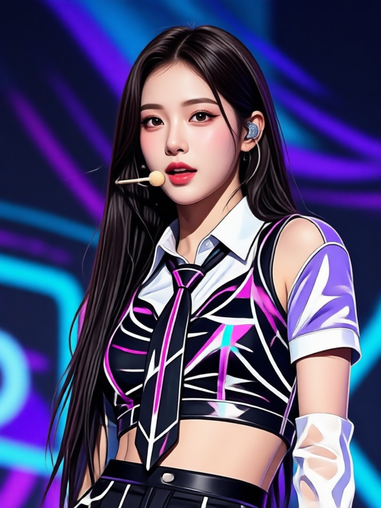 AI K Pop male idol with charismatic stage presence